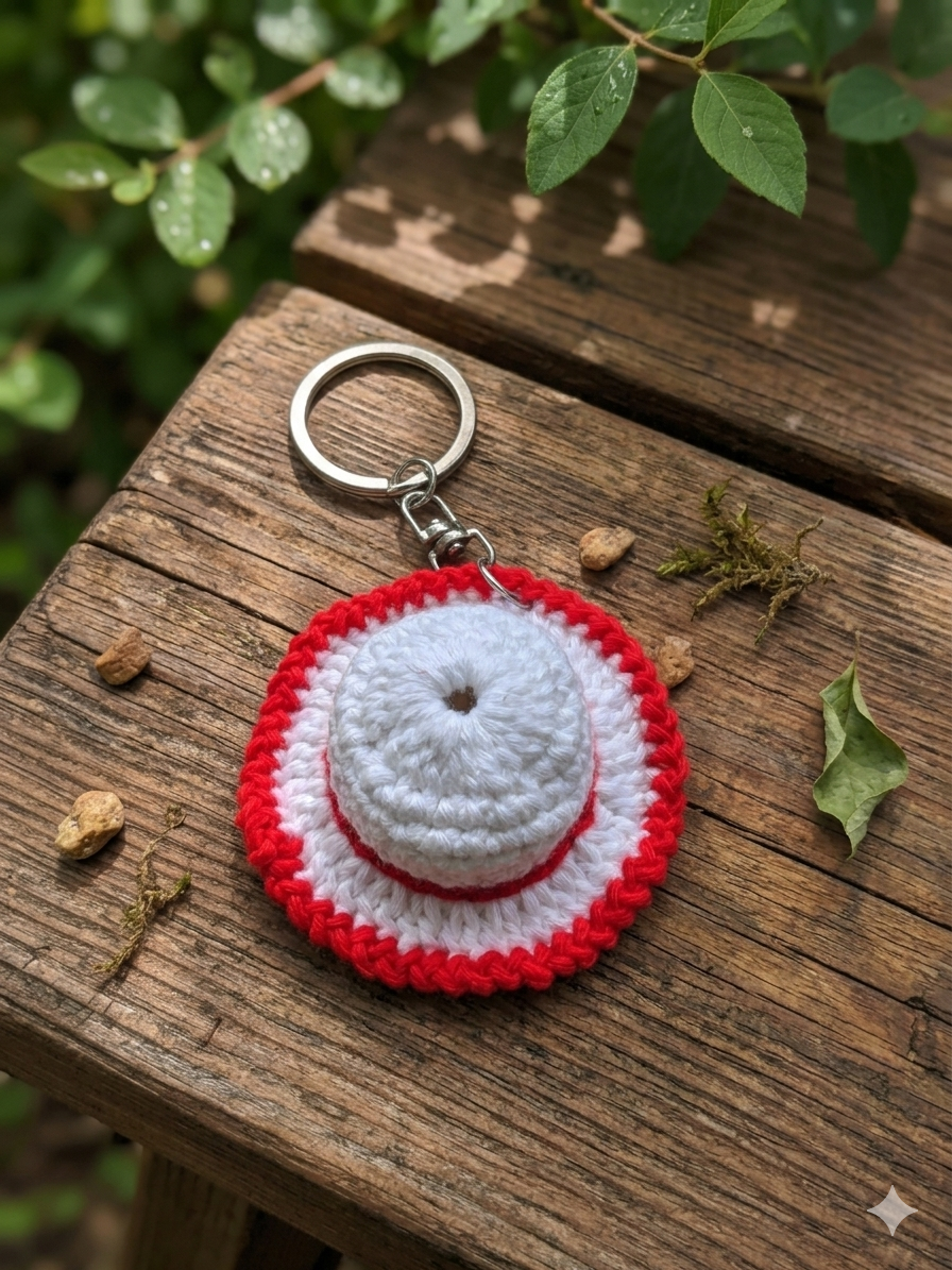 Straw Hat Handmade Crochet Keyring