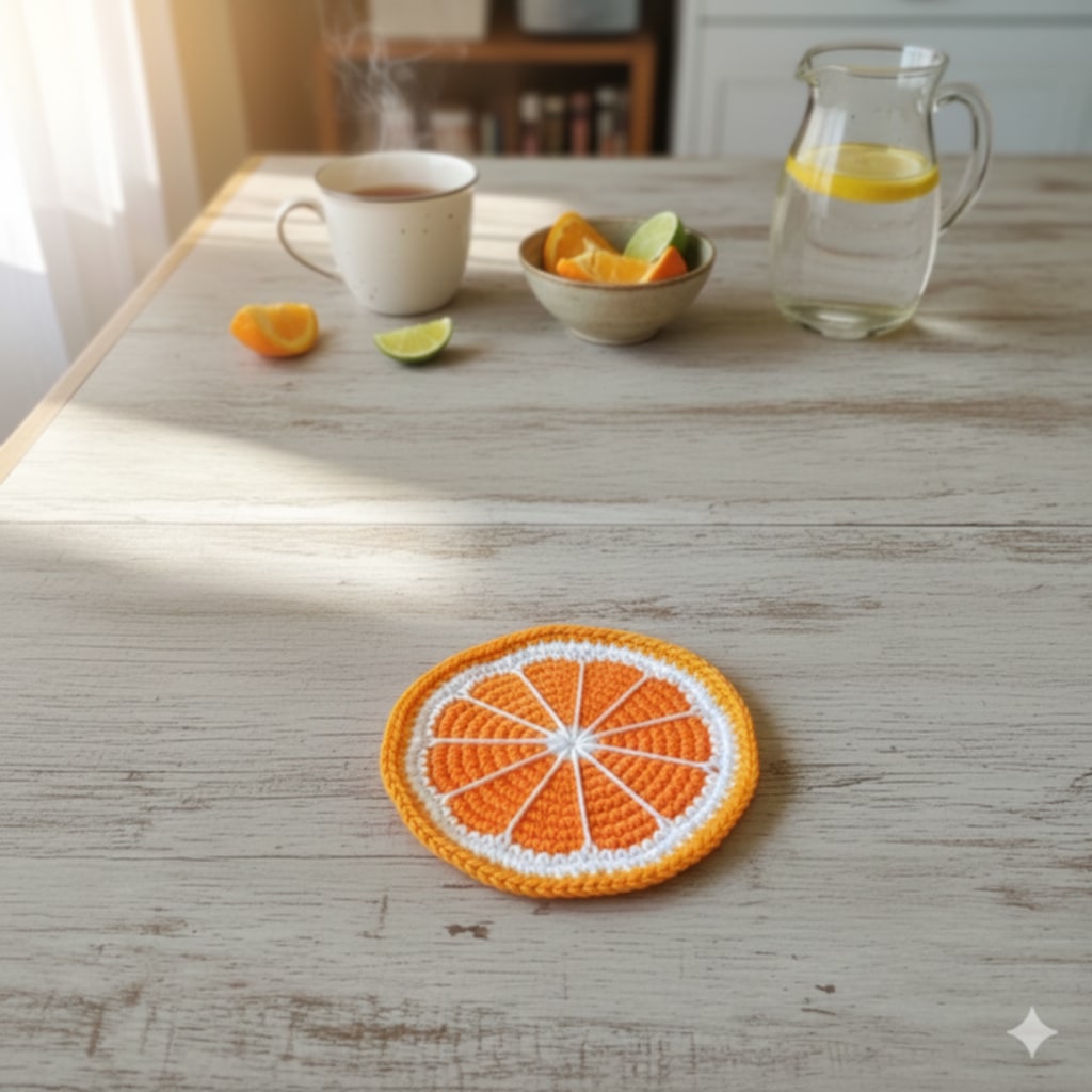 Handmade Crochet Citrus Slice Coasters