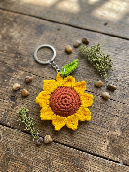 The Golden Hour Sunflower Crochet Handmade Keyring