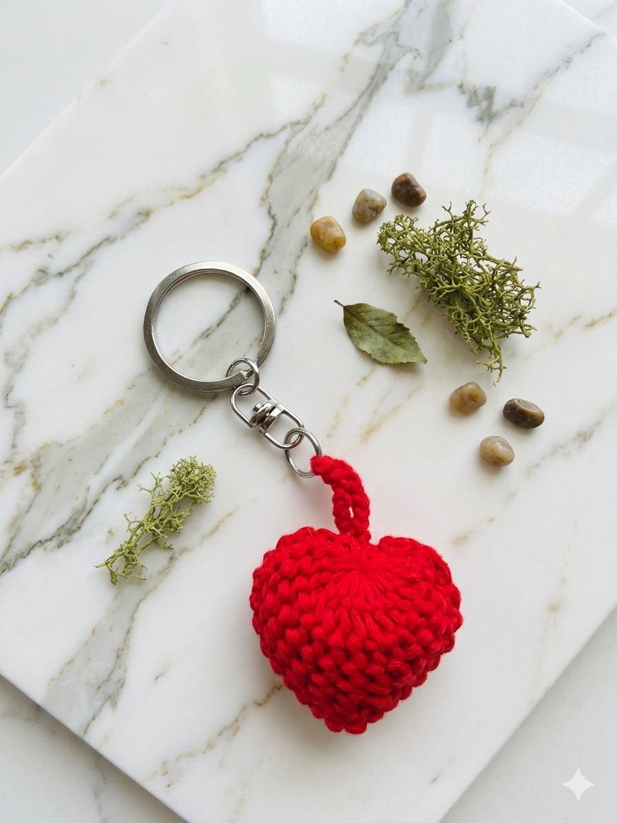Heart Shape Crochet Handmade Keyring