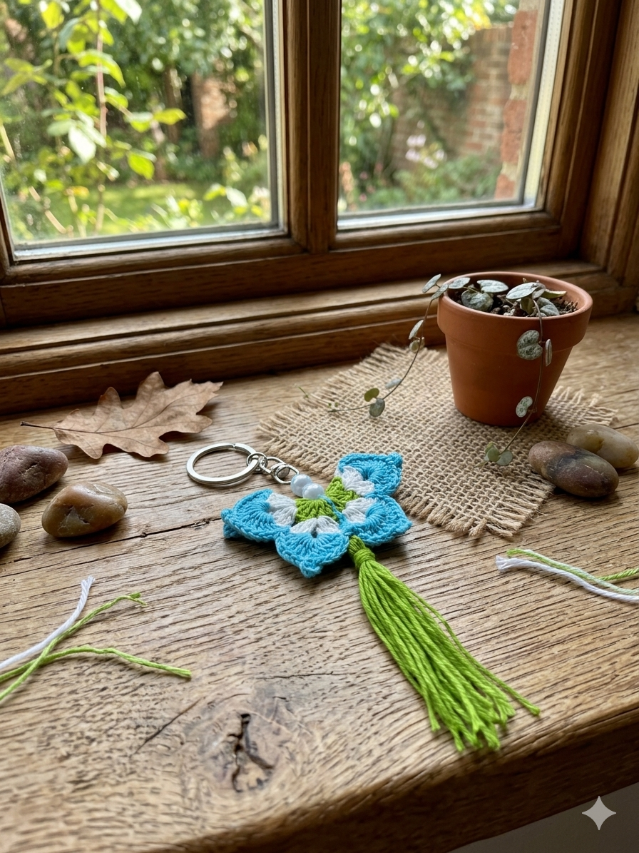 Butterfly Handmade Crochet Keyring