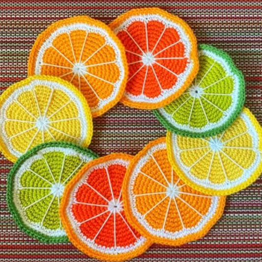 Handmade Crochet Citrus Slice Coasters