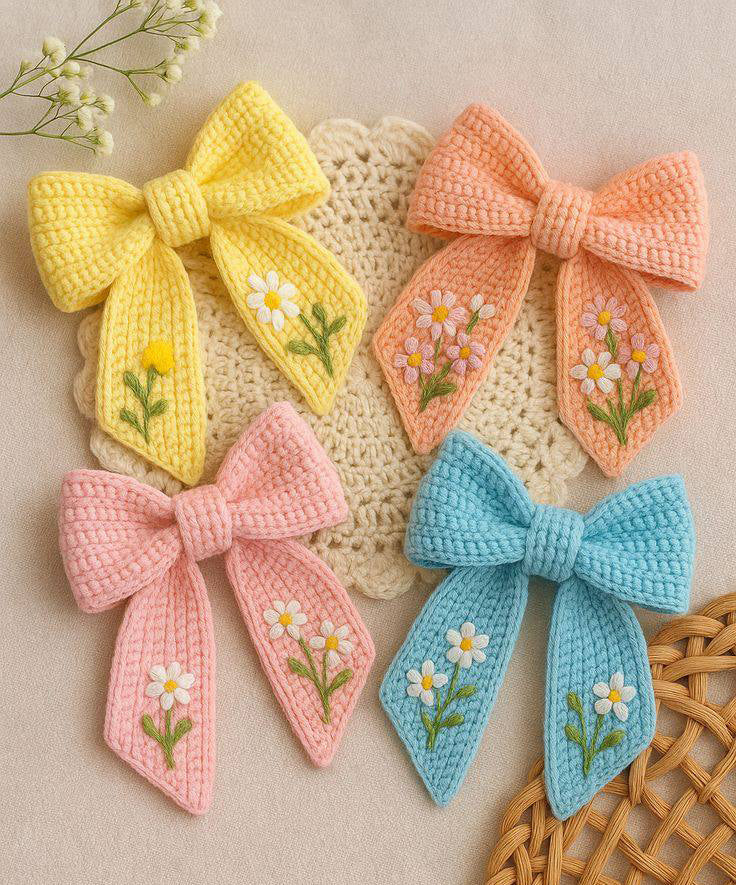 Crochet Bow Clips
