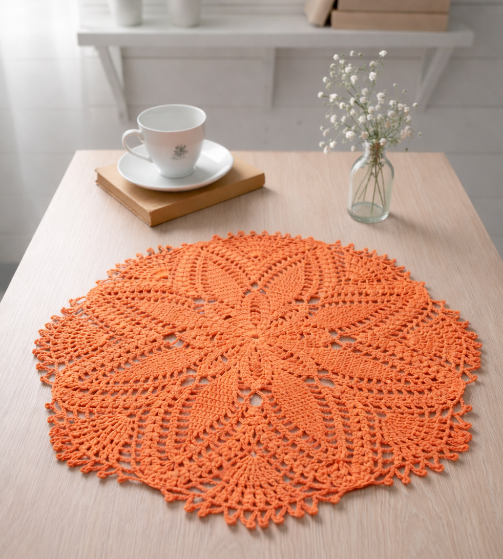 Orange Crochet Doily