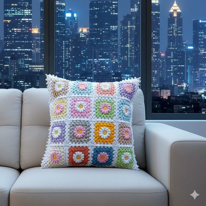 Crochet Romantic Rose Pillow