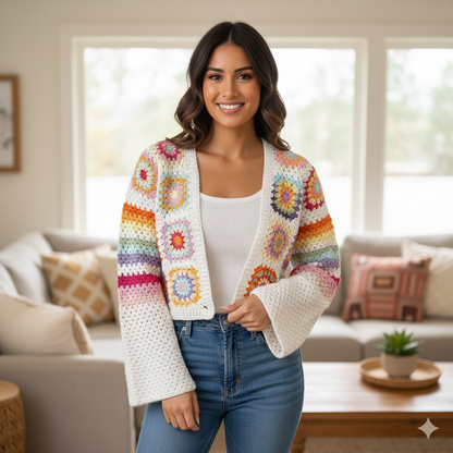 Colourful Granny Square Bolero (Handmade)