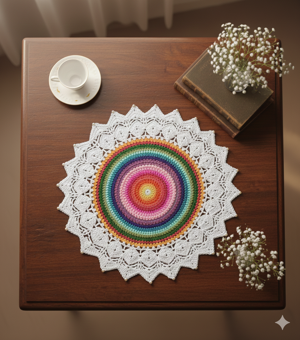 Rainbow Crochet Doily