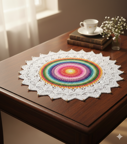 Rainbow Crochet Doily