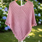 Hand-Crocheted Boho Poncho in Dusty Rose