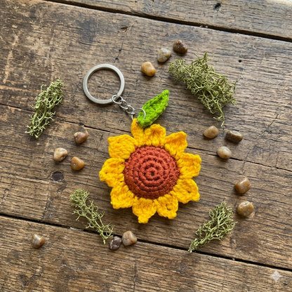 The Golden Hour Sunflower Crochet Handmade Keyring
