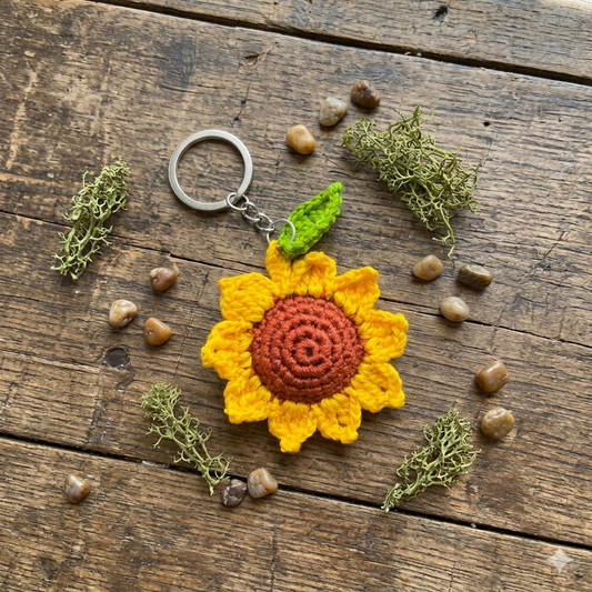 The Golden Hour Sunflower Crochet Handmade Keyring