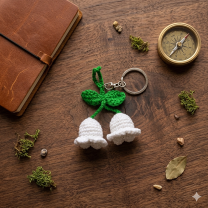 Lily of the Valley Blossom Crochet Handmade Keyring