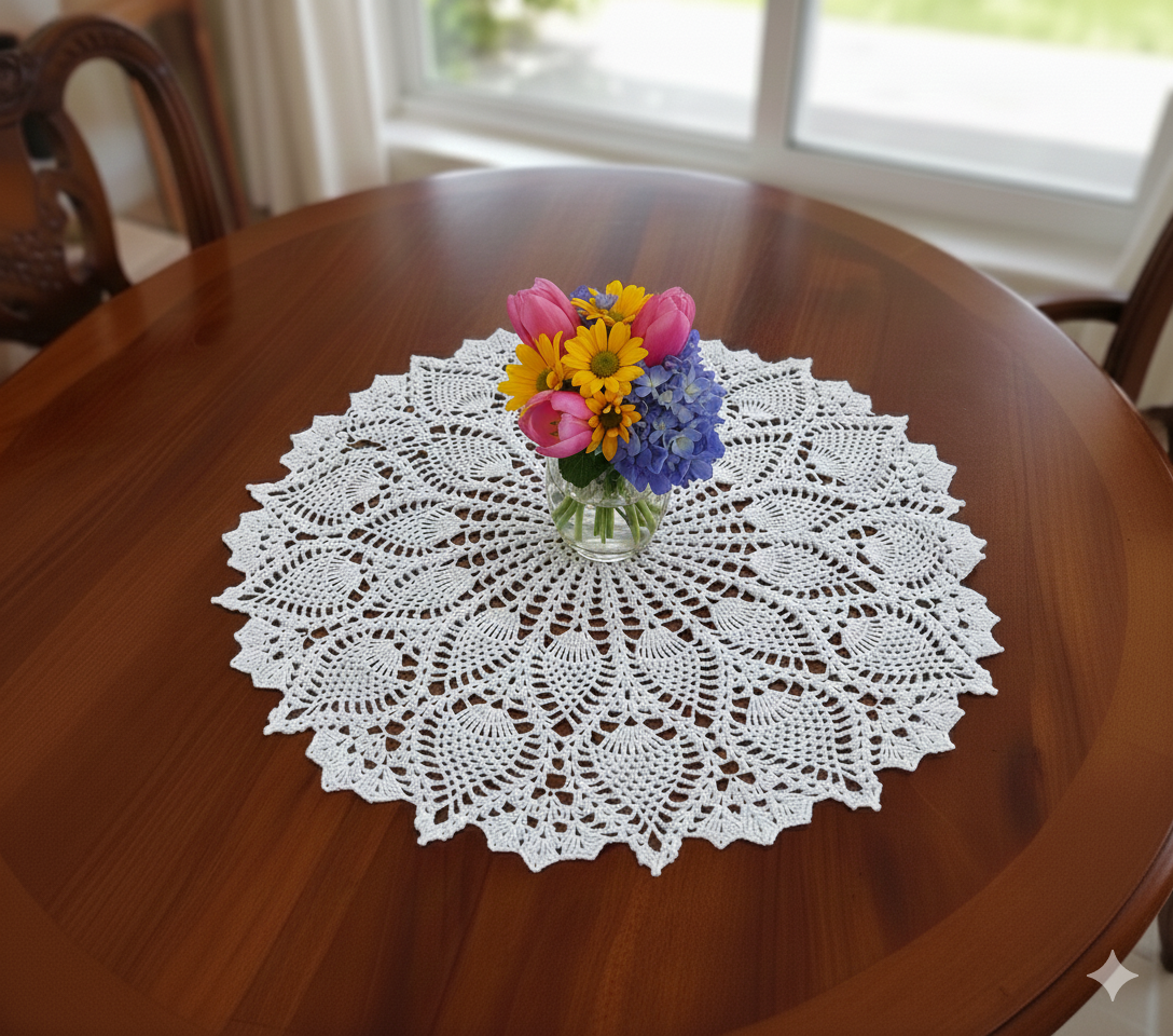 Intricate Pineapple Lace Doily