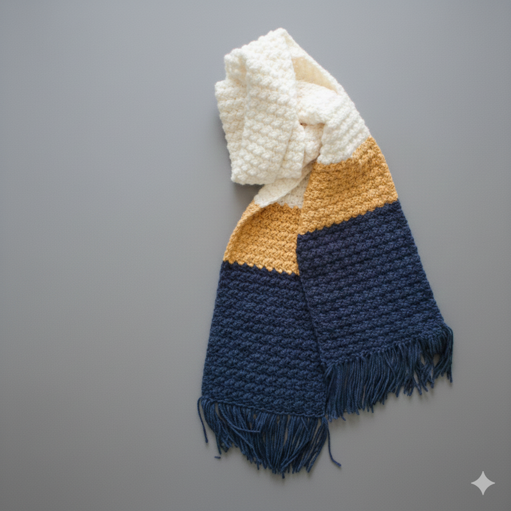Trio-Tone Textured Artisan Scarf