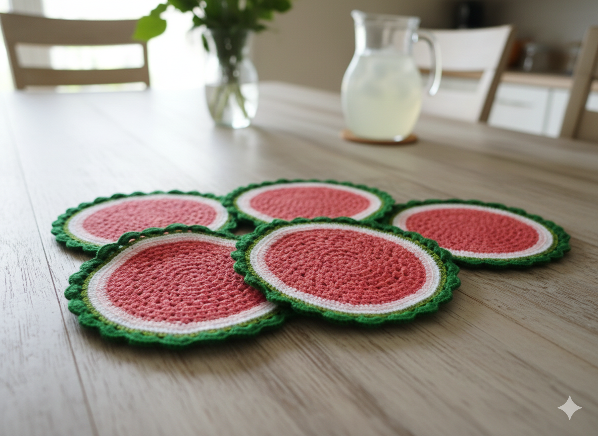 Watermelon Crochet Placemat Set