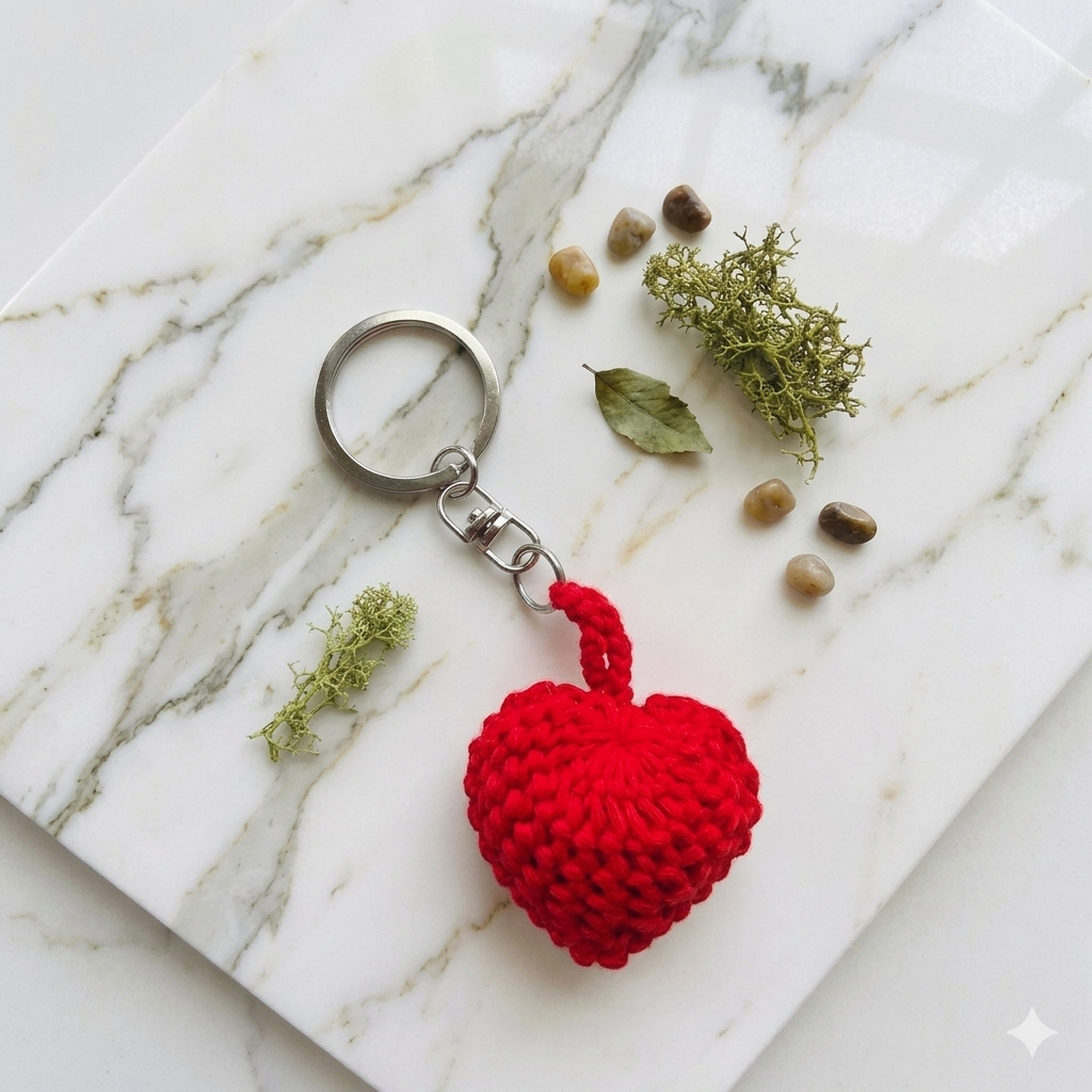 Heart Shape Crochet Handmade Keyring