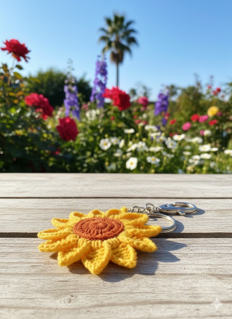 Crochet Sunflower Key Ring