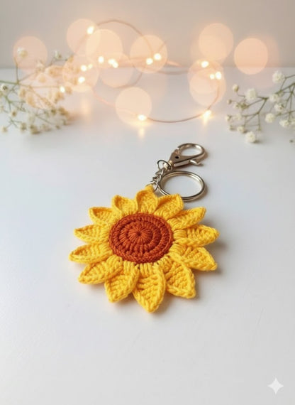Crochet Sunflower Key Ring