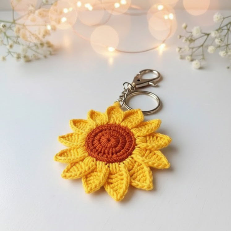 Crochet Sunflower Key Ring
