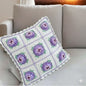 3D Lavender Rose Granny Square Crochet Pillow
