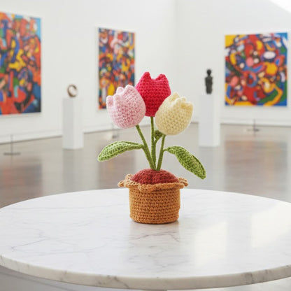 Crocheted Potted Tulip Trio